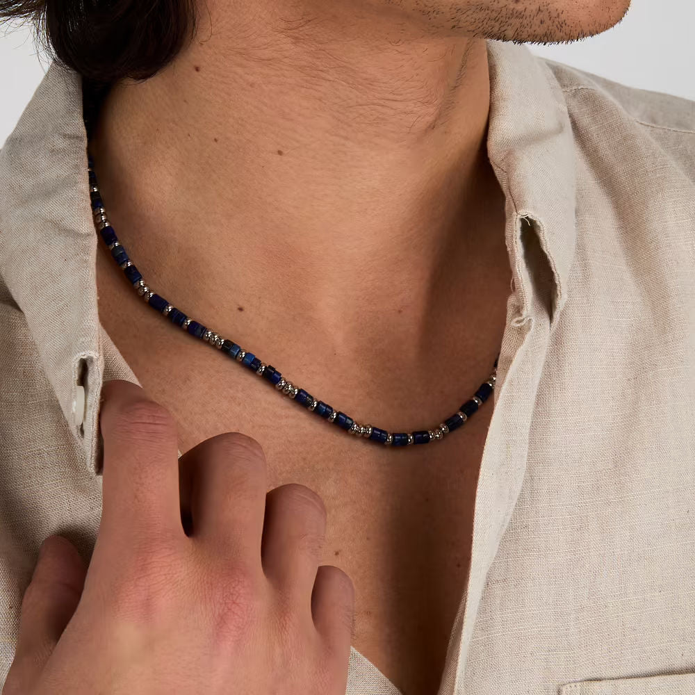 Collana uomo sector blu lasurite