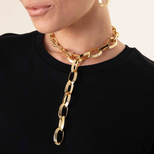 Collana catena dorata ovale Triangoli