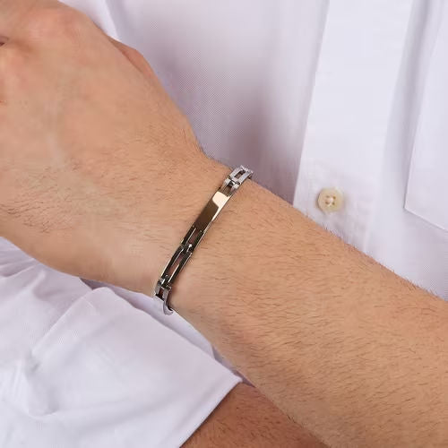 Bracciale uomo morellato color argento rosa collezione motown