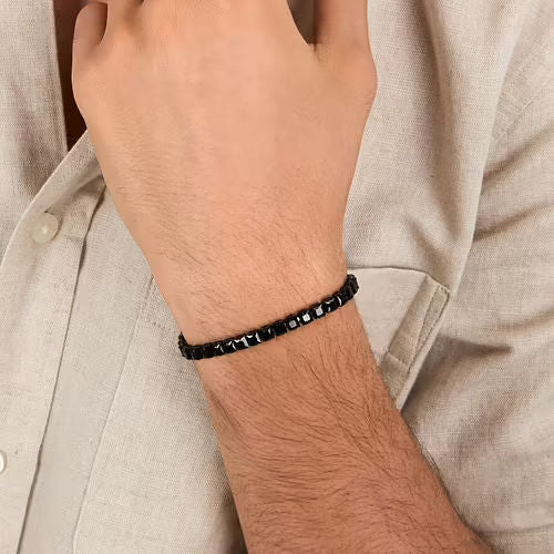 Bracciale uomo sector zirconi neri collezione tennis