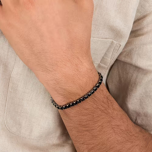 Bracciale uomo sector zirconi neri collezione tennis