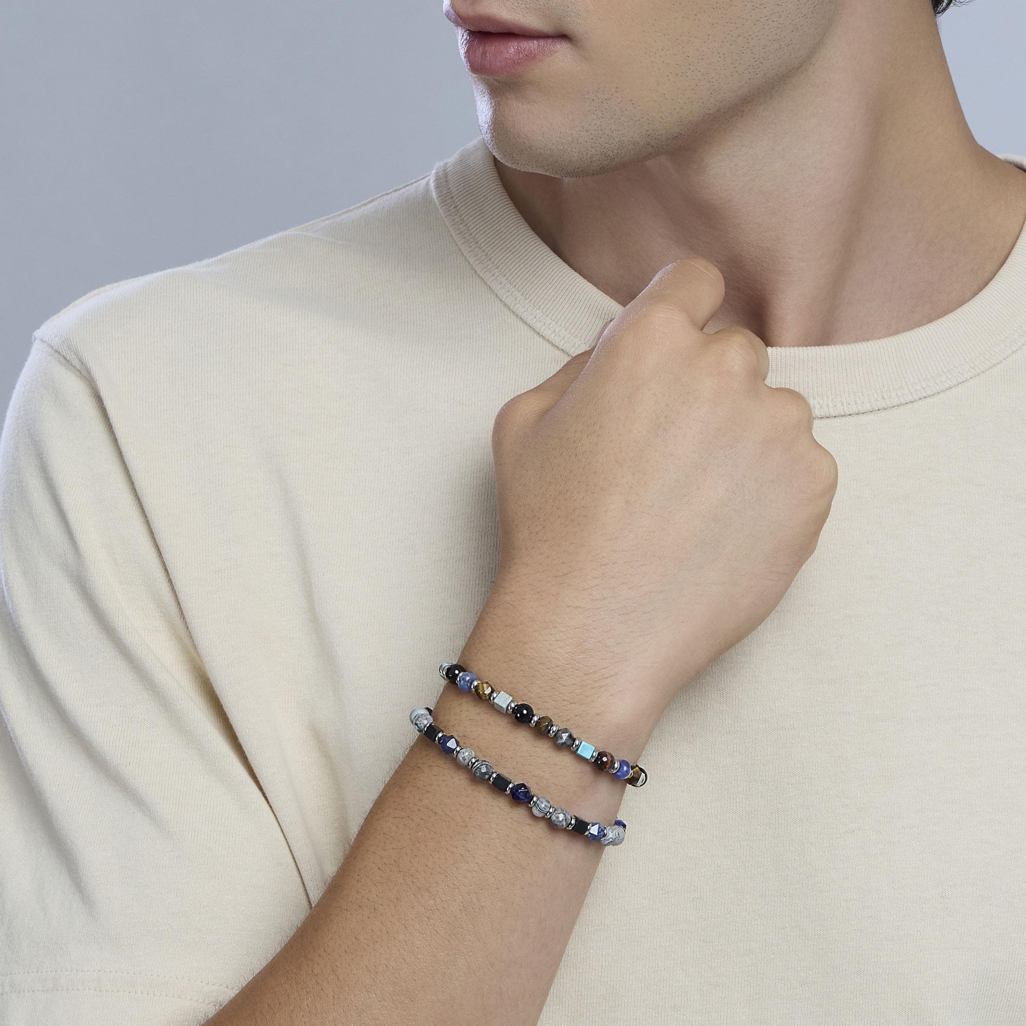Bracciale kidult in acciaio 316L agata sodalite