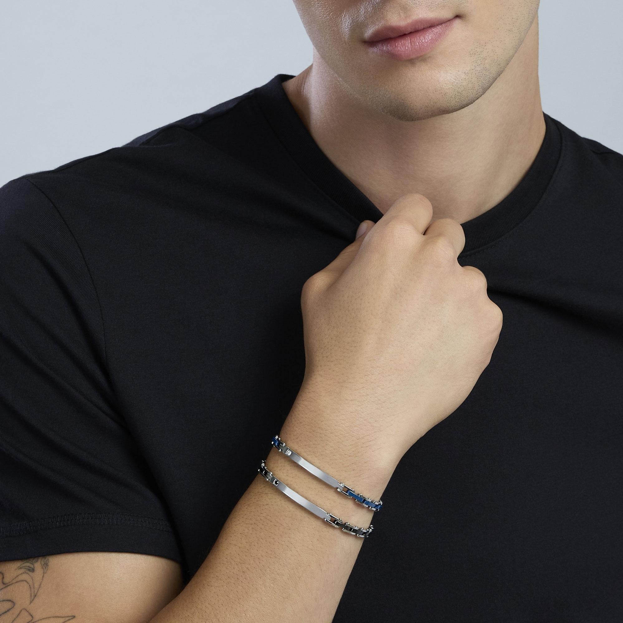 Bracciale kidult in acciaio 316L ceramica cristalli