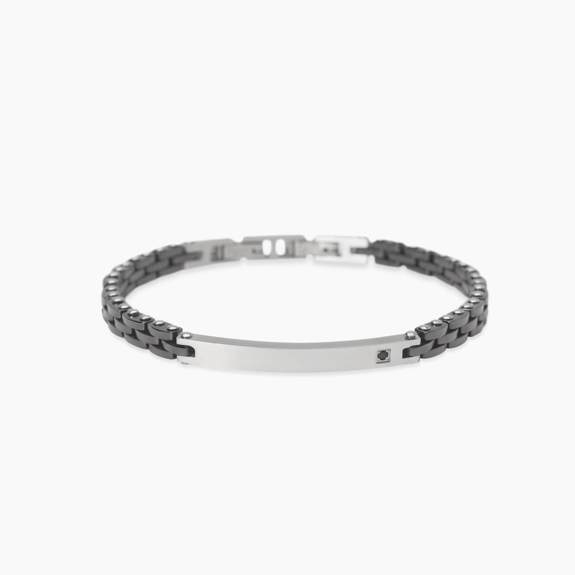 Bracciale kidult in acciaio 316L PVD gunmetal ceramica cr