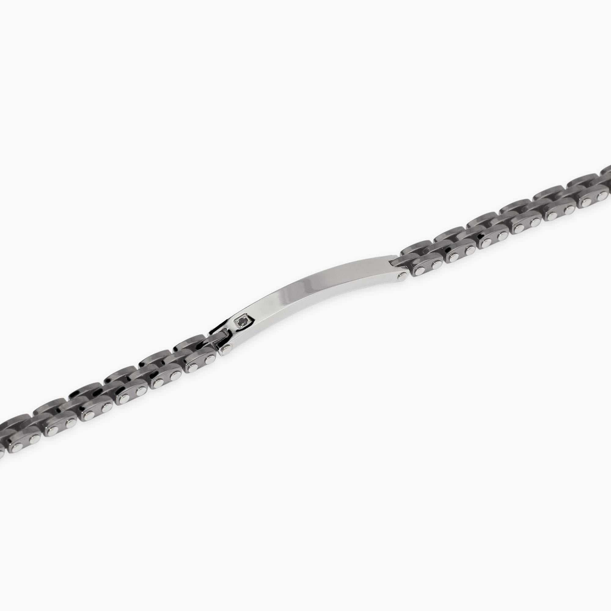 Bracciale kidult in acciaio 316L PVD gunmetal ceramica cr