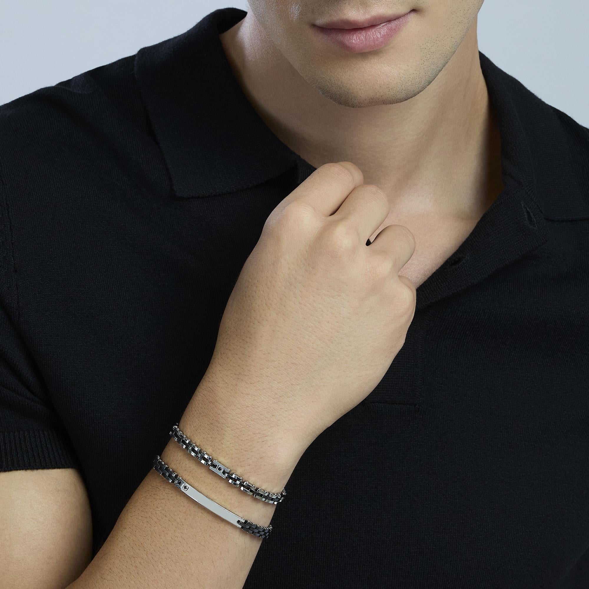 Bracciale kidult in acciaio 316L PVD gunmetal ceramica cr