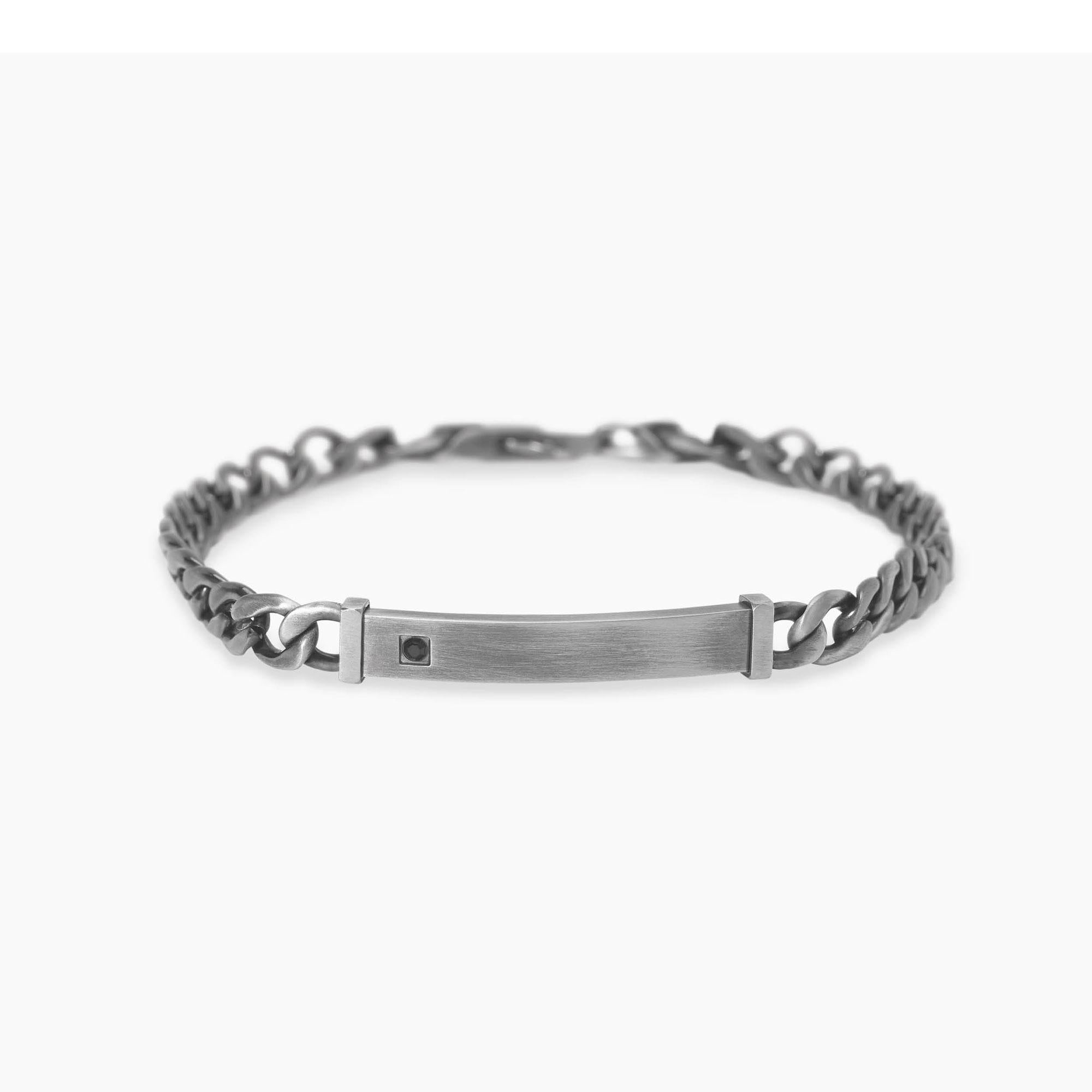 Bracciale kidult in acciaio 316L PVD gunmetal cristalli