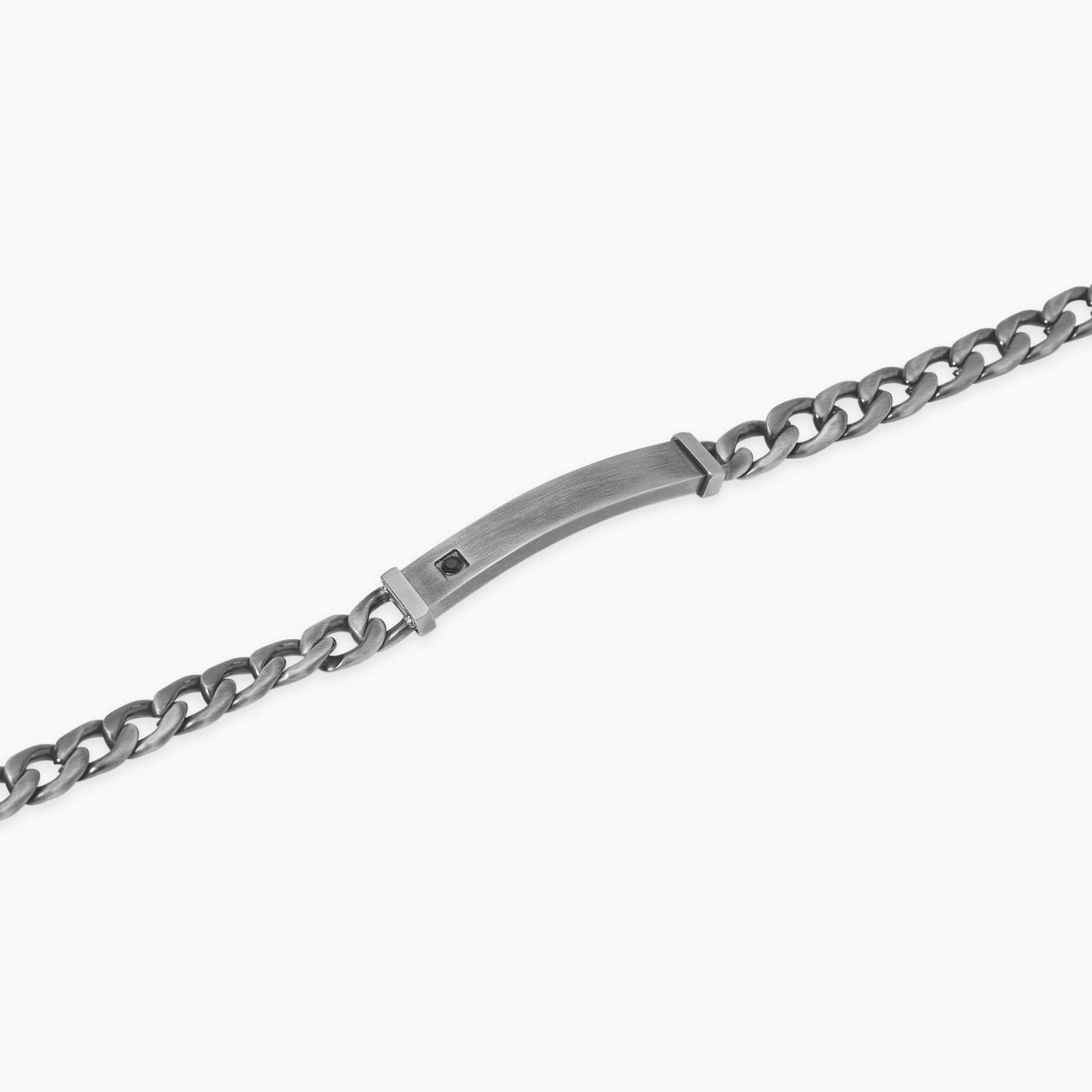 Bracciale kidult in acciaio 316L PVD gunmetal cristalli