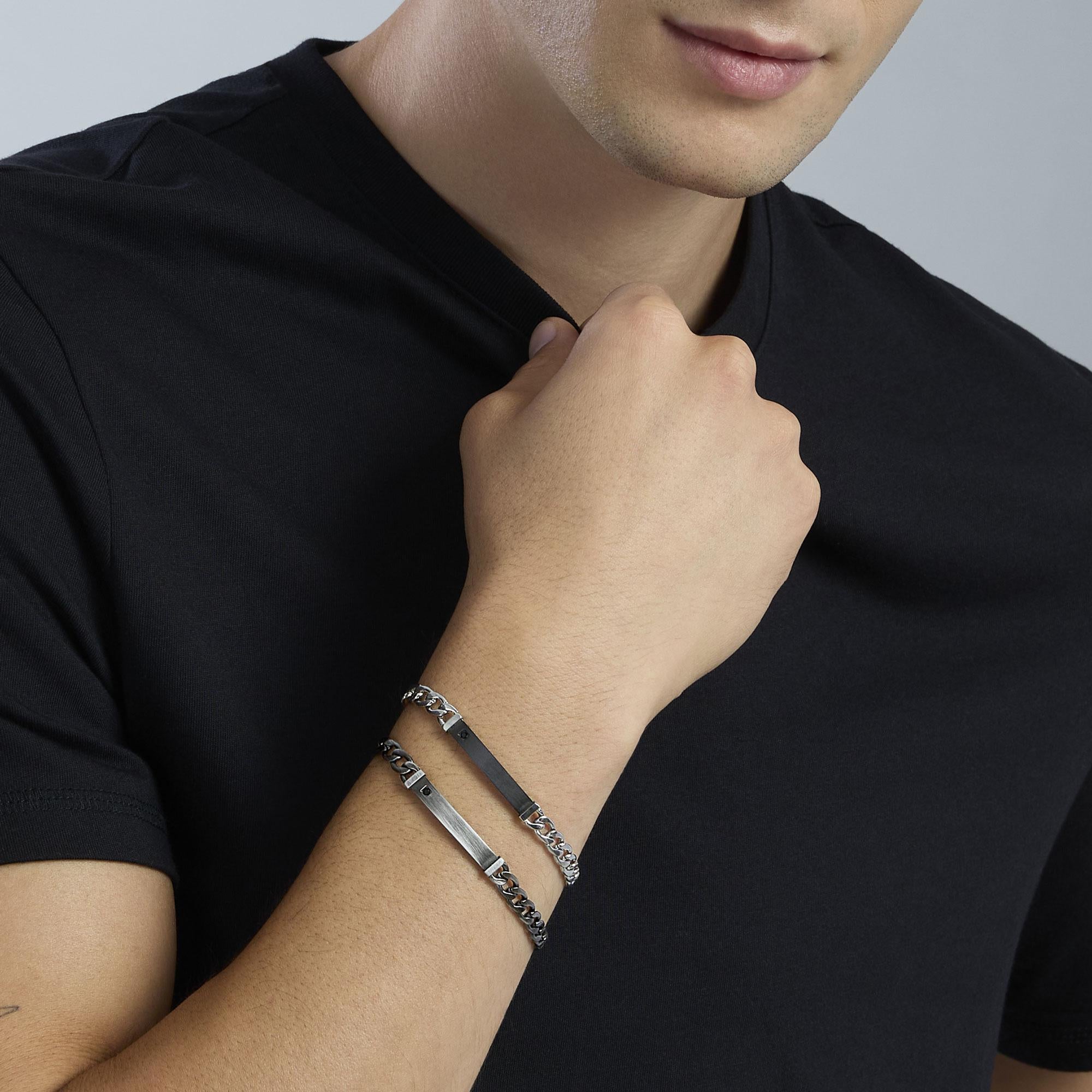 Bracciale kidult in acciaio 316L PVD gunmetal cristalli