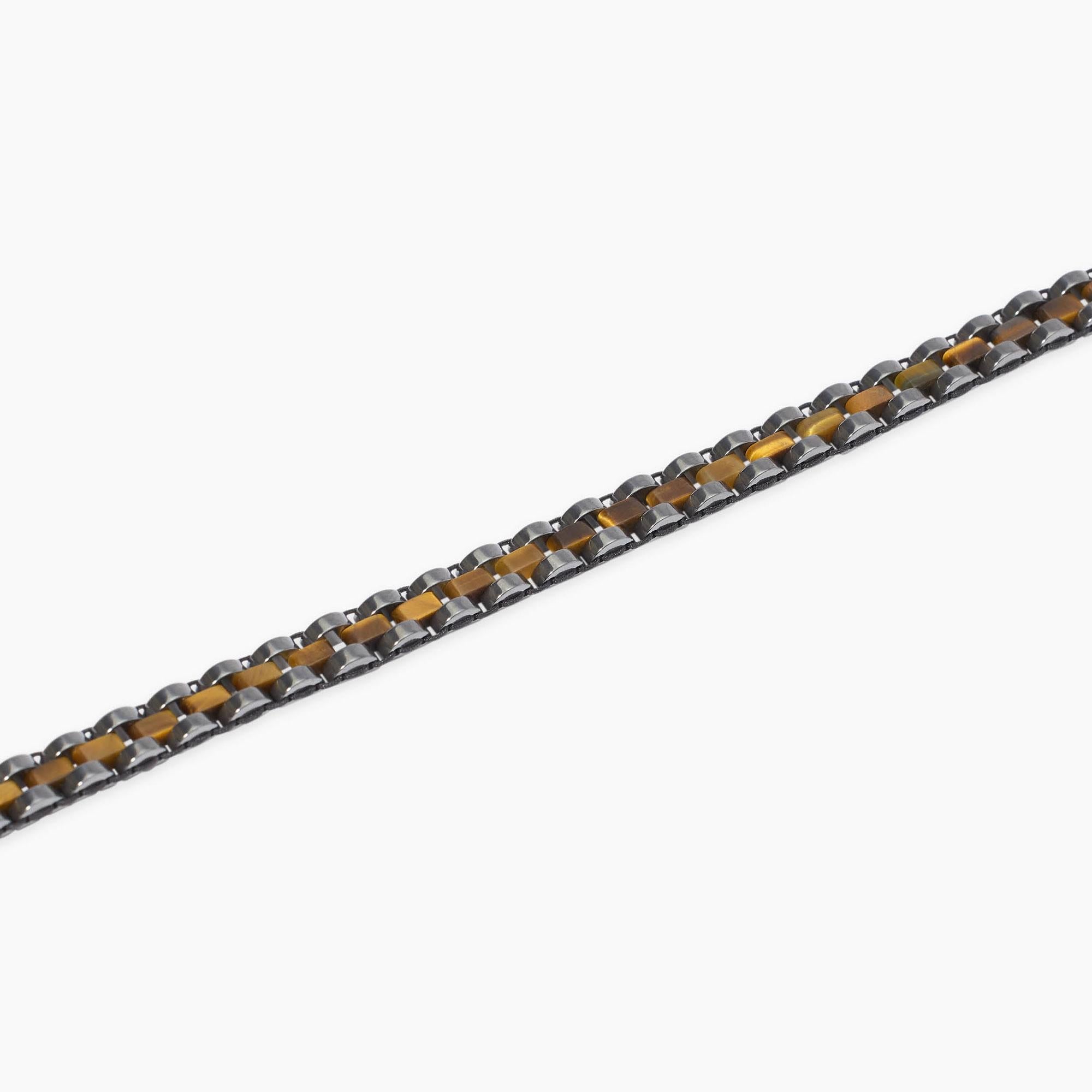 Bracciale kidult in acciaio 316L PVD gunmetal em occ tigr