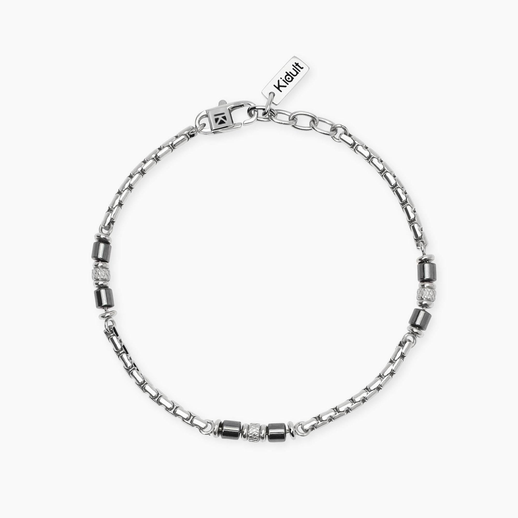 Bracciale kidult in acciaio 316L ematite