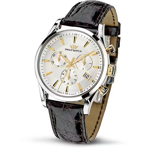 Orologio uomo quadrante bianco con gemelli philip watch