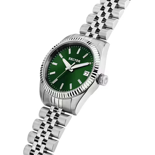 240 32MM 3H GREEN DIAL SS BR