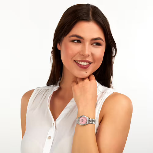240 32MM 3H PINK DIAL SS BR